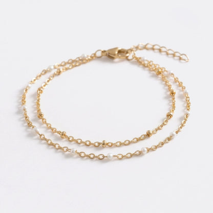 Mint & Lily Dainty Double Chain Beaded Bracelet