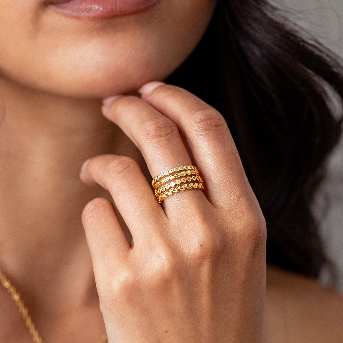 Mint & Lily Dainty Gold Mini Ring Set