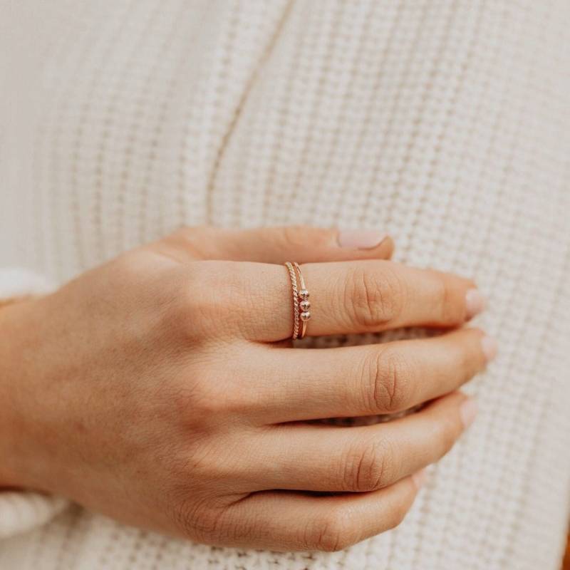 Mint & Lily Dainty Stackable Beaded Fidget Ring Set