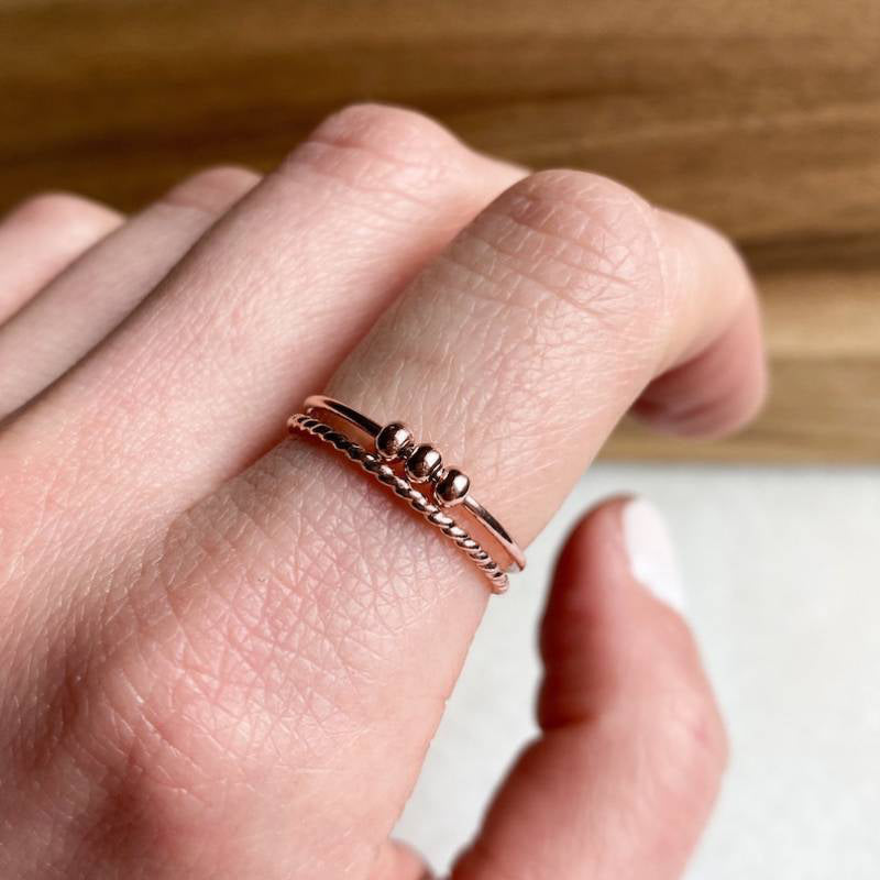 Mint & Lily Dainty Stackable Beaded Fidget Ring Set