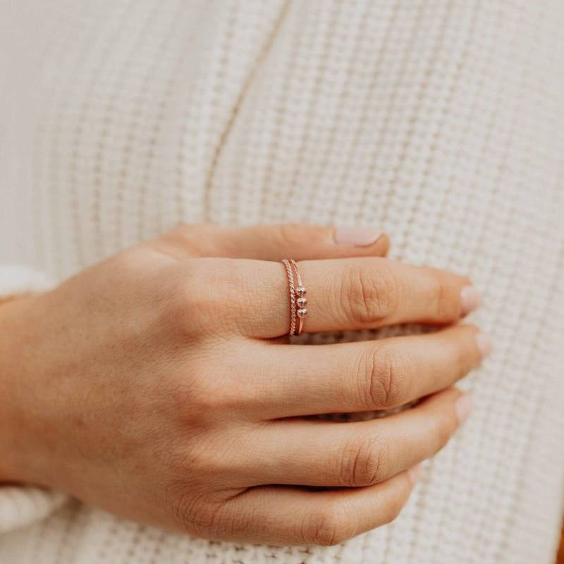Mint & Lily Dainty Stackable Beaded Fidget Ring Set