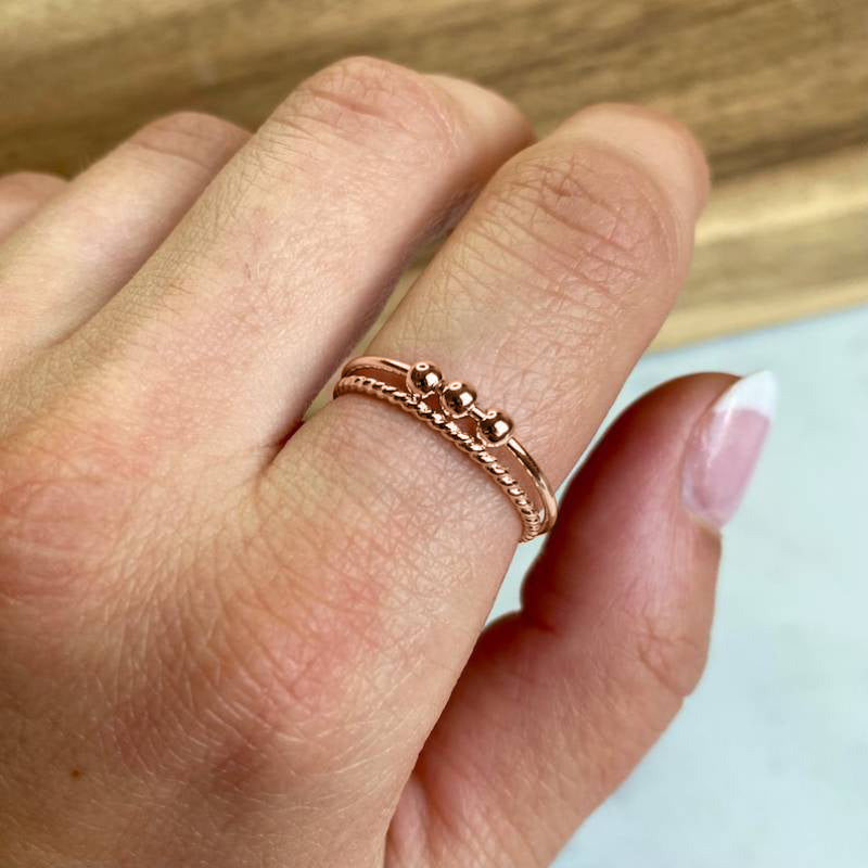 Mint & Lily Dainty Stackable Beaded Fidget Ring Set