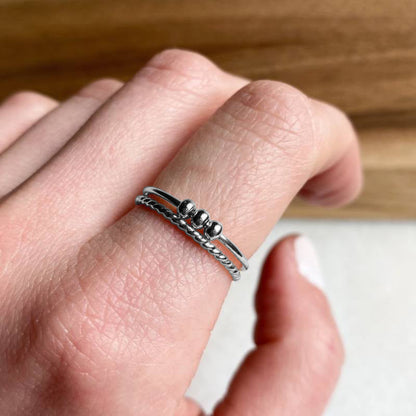Mint & Lily Dainty Stackable Beaded Fidget Ring Set