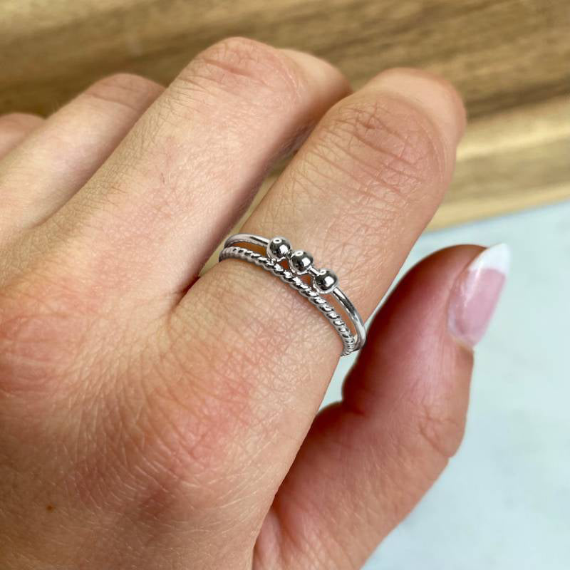 Mint & Lily Dainty Stackable Beaded Fidget Ring Set
