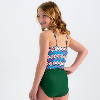 High Neck Crop Tankini Top (Girls)