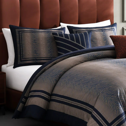 Bebejan Dark Blue Animal Prints 5 Piece Reversible Comforter Set