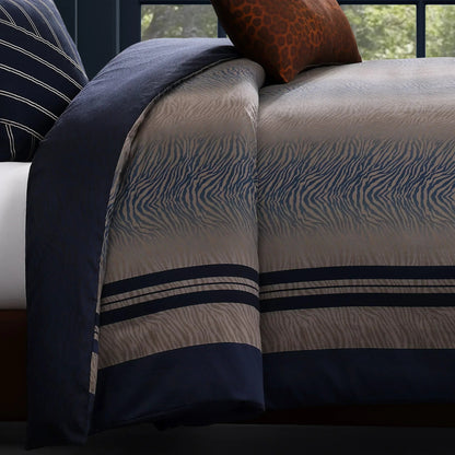 Bebejan Dark Blue Animal Prints 5 Piece Reversible Comforter Set