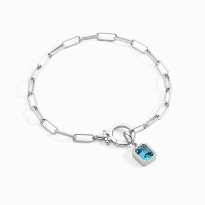 Mint & Lily Baguette Birthstone Charm on Mint Paperclip Bracelet