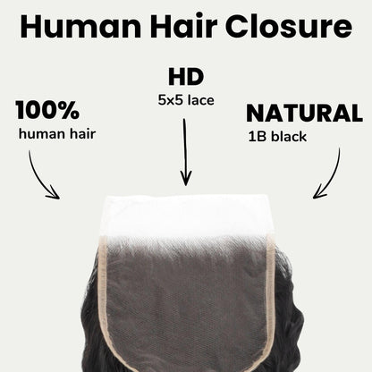 Deep Wave 5x5 HD Lace Human Hair Closure