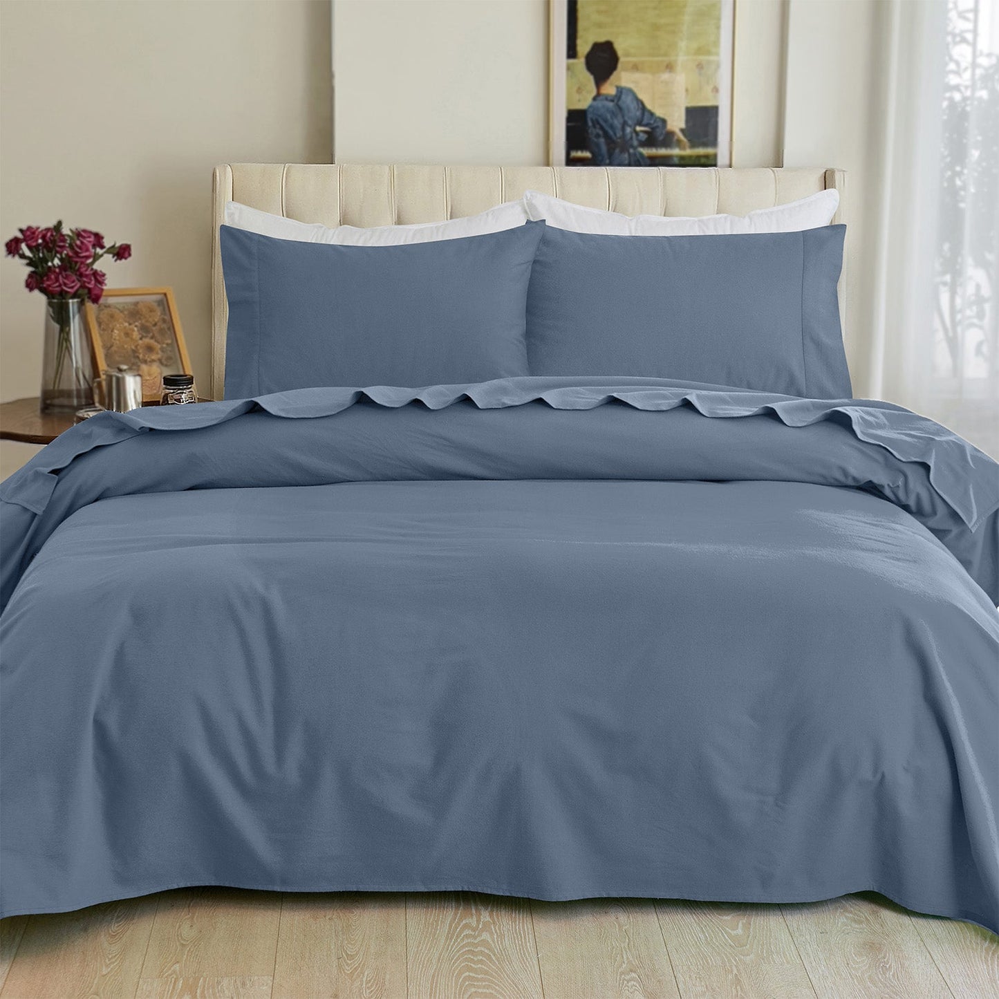 Elegant Comfort 4-Piece Cotton Flannel Sheet Set - 100% Turkish Cotton