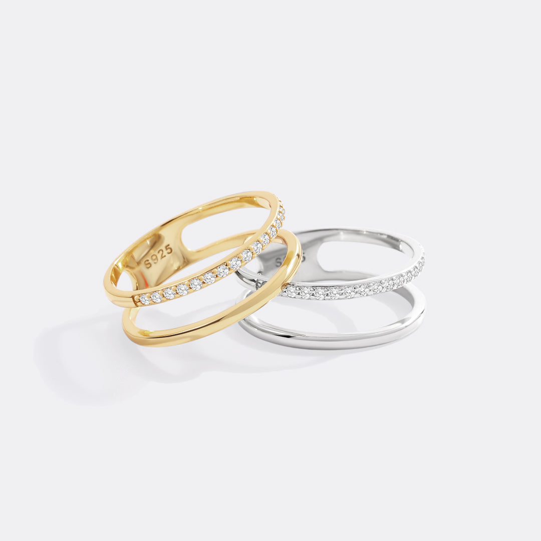 Mint & Lily Double Band Pave Ring