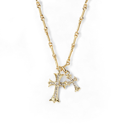 Mint & Lily Double Cross Pendant Necklace