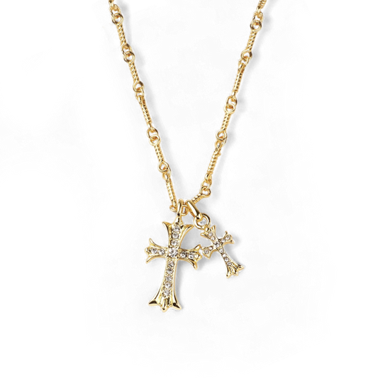 Mint & Lily Double Cross Pendant Necklace