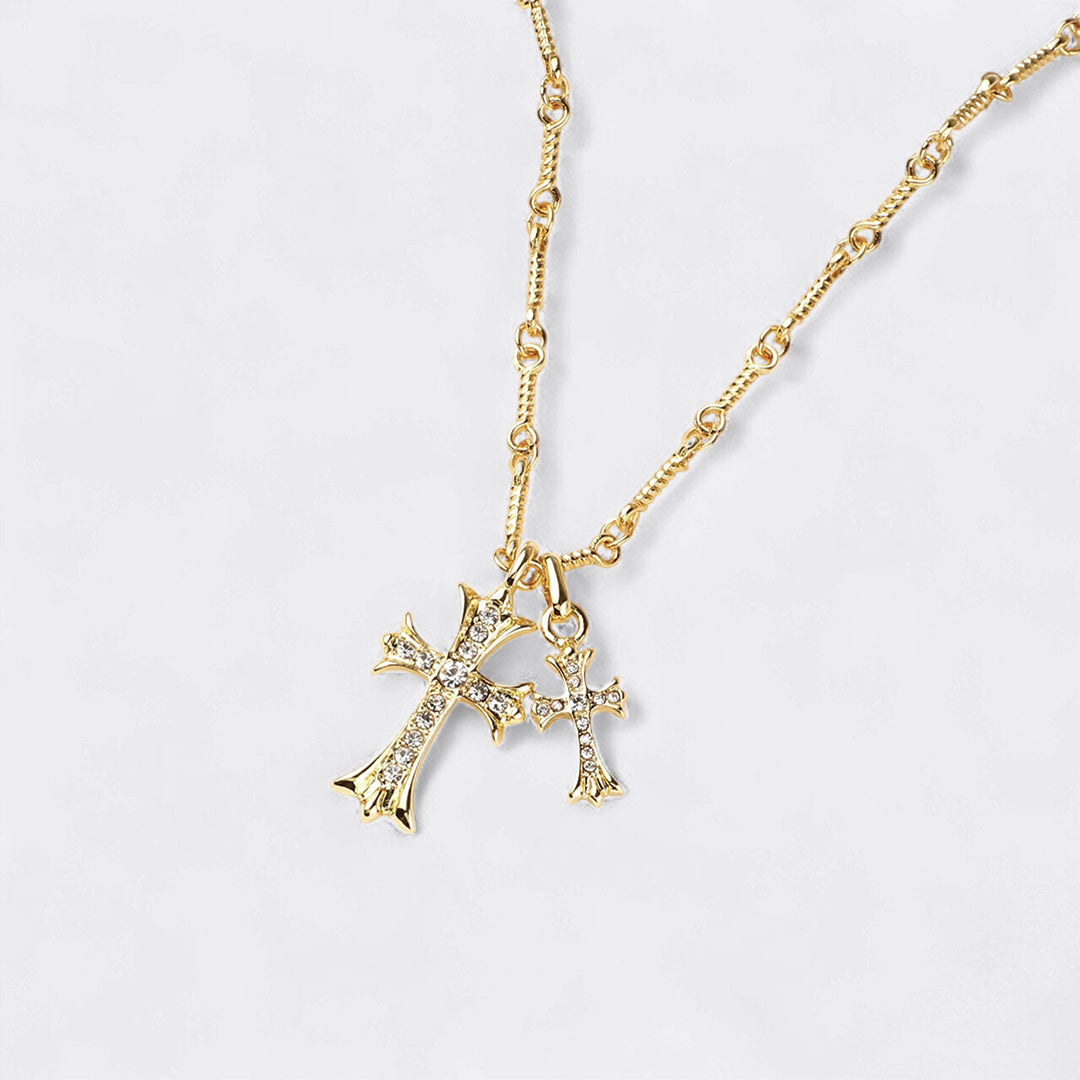 Mint & Lily Double Cross Pendant Necklace