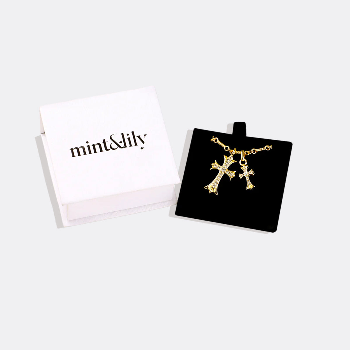 Mint & Lily Double Cross Pendant Necklace