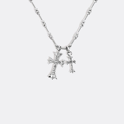 Mint & Lily Double Cross Pendant Necklace