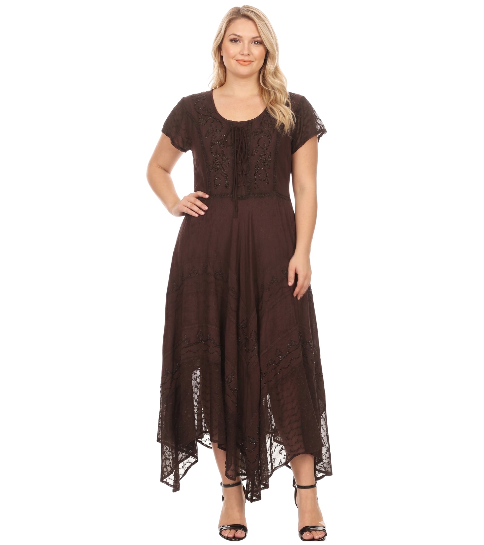 sakkas marigold embroidered fairy dress Sakkas 1322 Marigold Embroidered Fairy Dress - Black