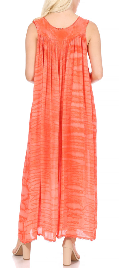 Sakkas Adele Sequin Embroidered Scoop Neck Sleeveless Dress / Cover Up