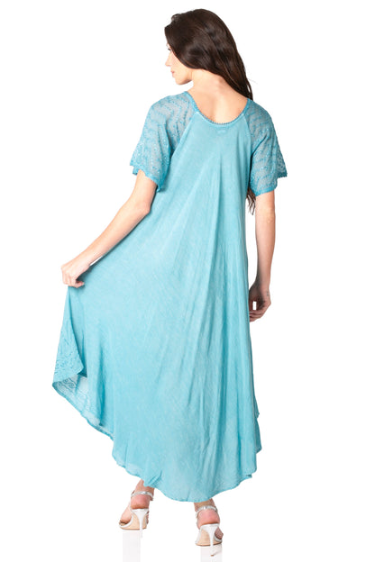 Sakkas Helena Embroidered Nightgown / Women Sleepwear with Eyelet Sleeves