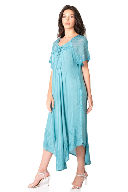Sakkas Helena Embroidered Nightgown / Women Sleepwear with Eyelet Sleeves