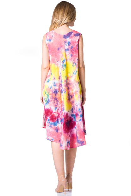 Sakkas Neja Women's Casual Maxi Summer Sleeveless Loose Fit Tie Dye Tank Dress