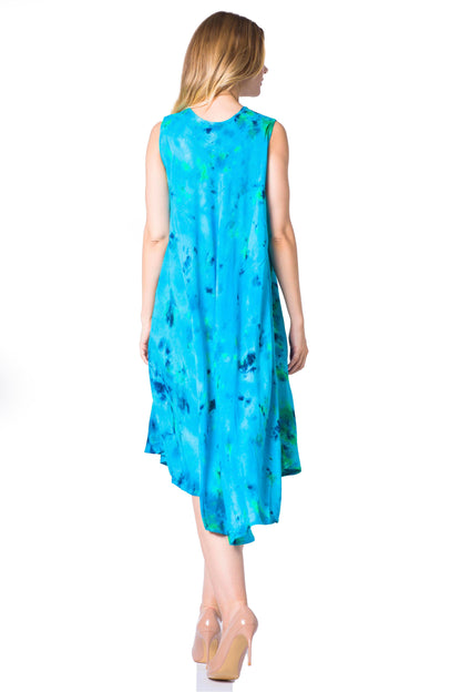 Sakkas Neja Women's Casual Maxi Summer Sleeveless Loose Fit Tie Dye Tank Dress