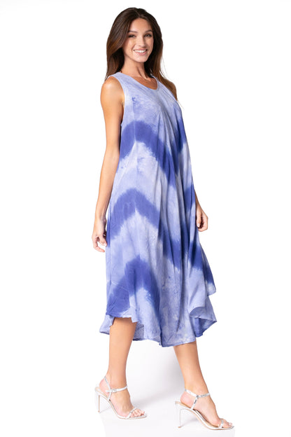 Sakkas Neja Women's Casual Maxi Summer Sleeveless Loose Fit Tie Dye Tank Dress