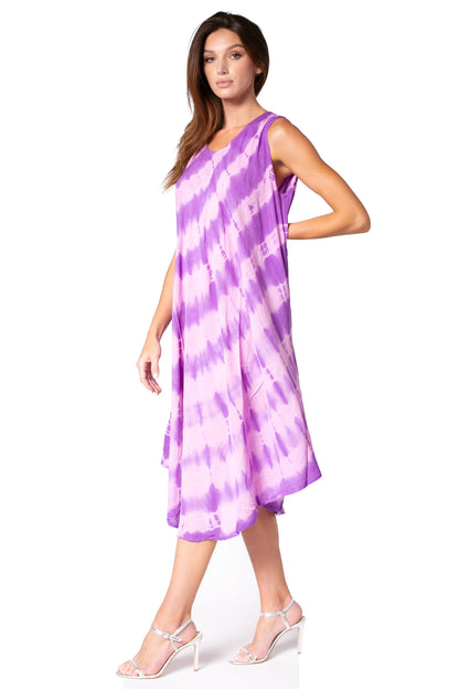 Sakkas Neja Women's Casual Maxi Summer Sleeveless Loose Fit Tie Dye Tank Dress