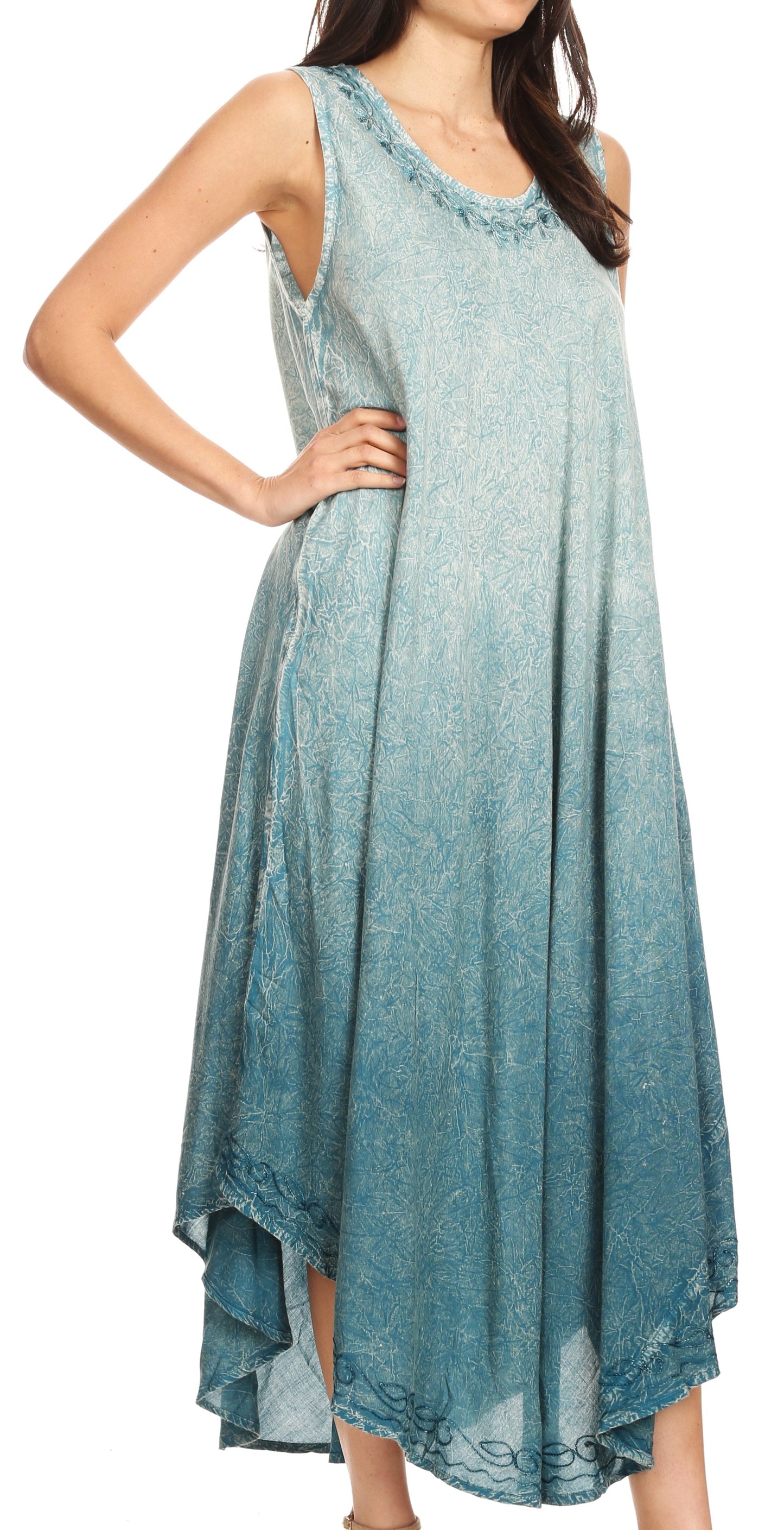 Sakkas Irene Women's Casual Tie-dye Maxi Summer Sleeveless Loose Fit Tank Dress