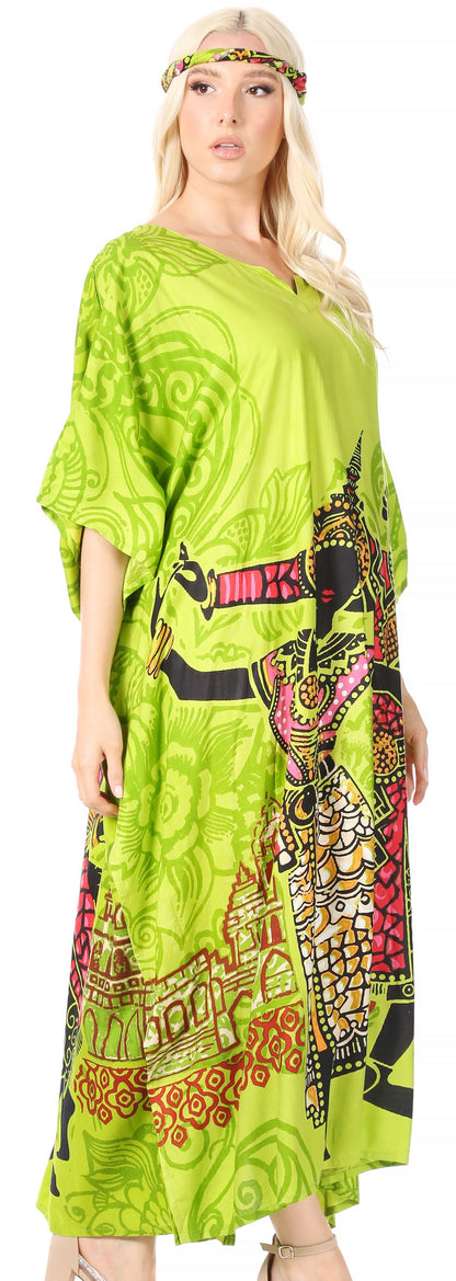Sakkas Mera Women's Long Loose Short Sleeve Summer Casual Caftan Kaftan Dress