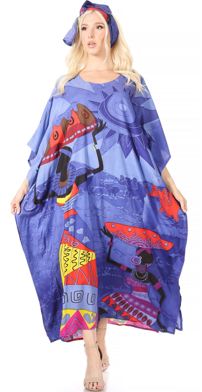 Sakkas Mera Women's Long Loose Short Sleeve Summer Casual Caftan Kaftan Dress