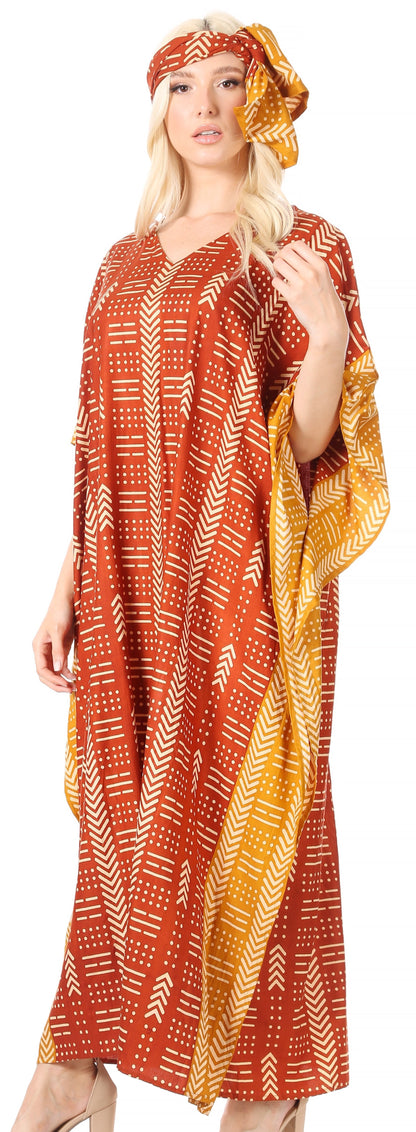 Sakkas Mera Women's Long Loose Short Sleeve Summer Casual Caftan Kaftan Dress