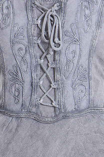 Sakkas Kevina Stonewashed Rayon Embroidered Dress