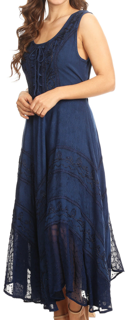 Sakkas Kevina Stonewashed Rayon Embroidered Dress