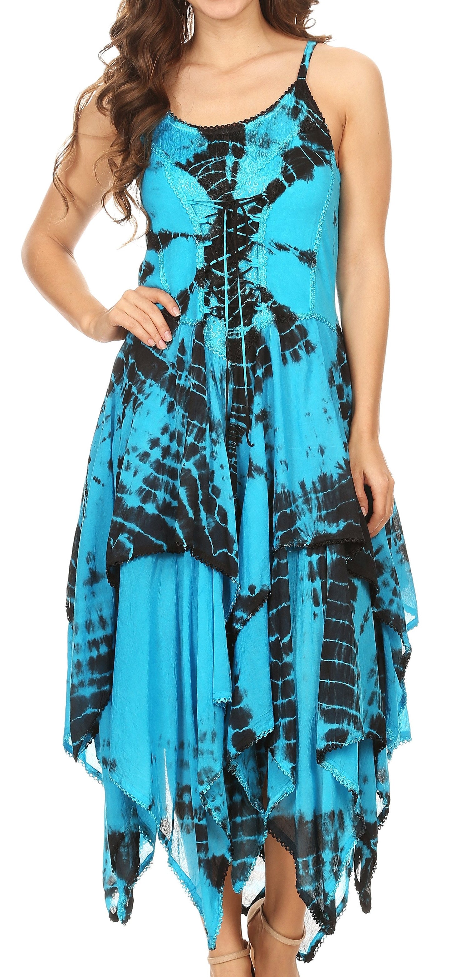 Sakkas Annabella Corset Bodice Handkerchief Hem Dress