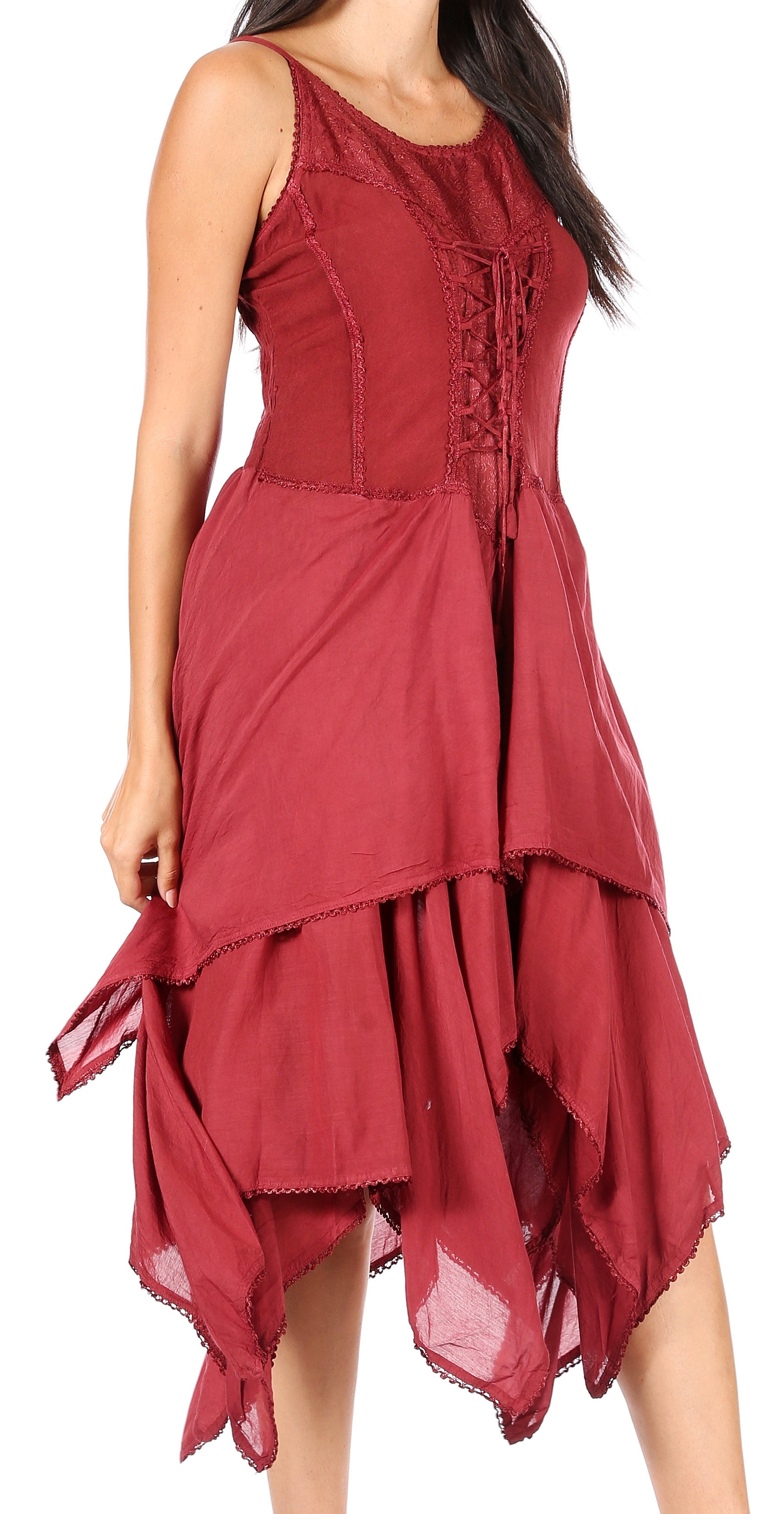 corset handkerchief dress Sakkas Lady Mary Jacquard Corset Style Bodice Lightweight Handkerchief