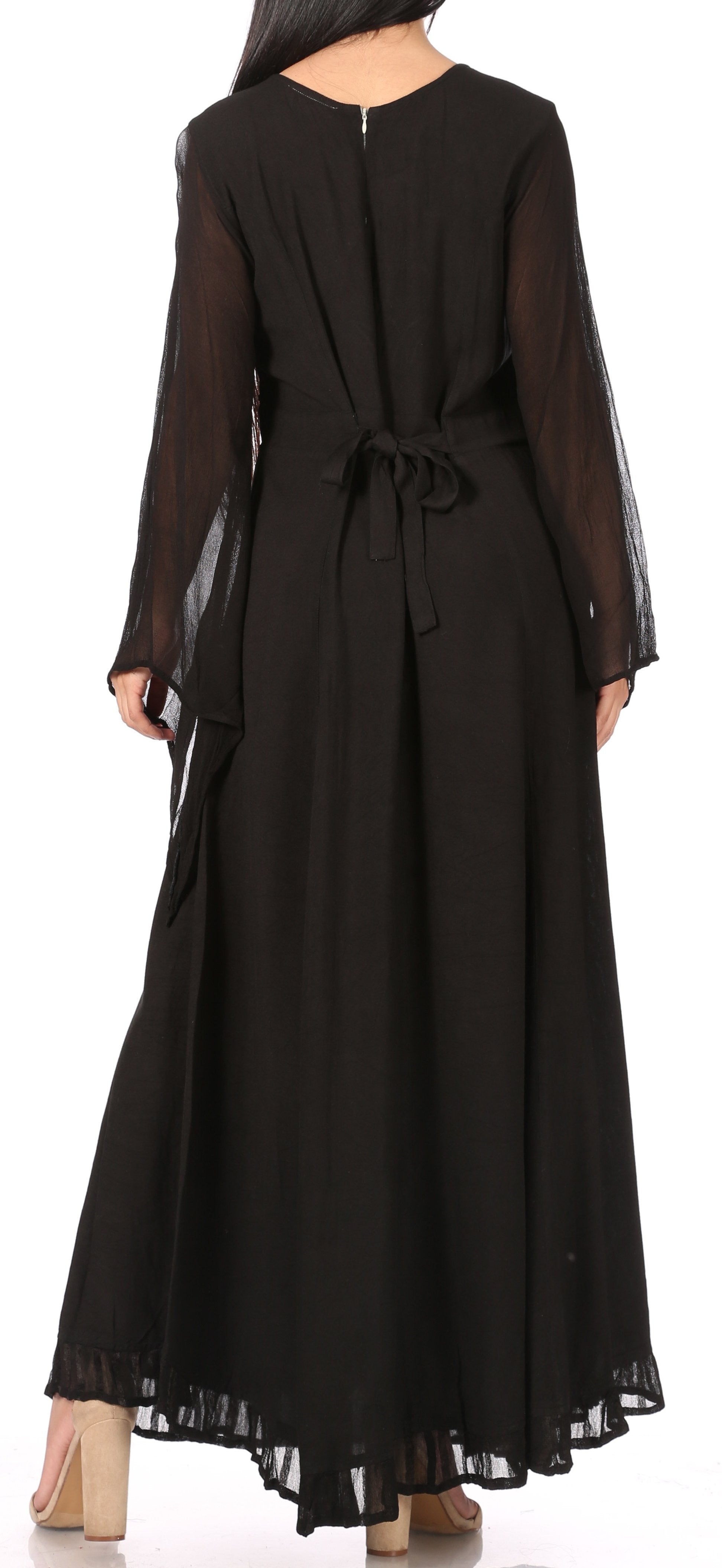Sakkas Eve Women's Long Sleeve Casual Medieval Renaissance Celtic Maxi Dress Soft Small-Medium / Navy