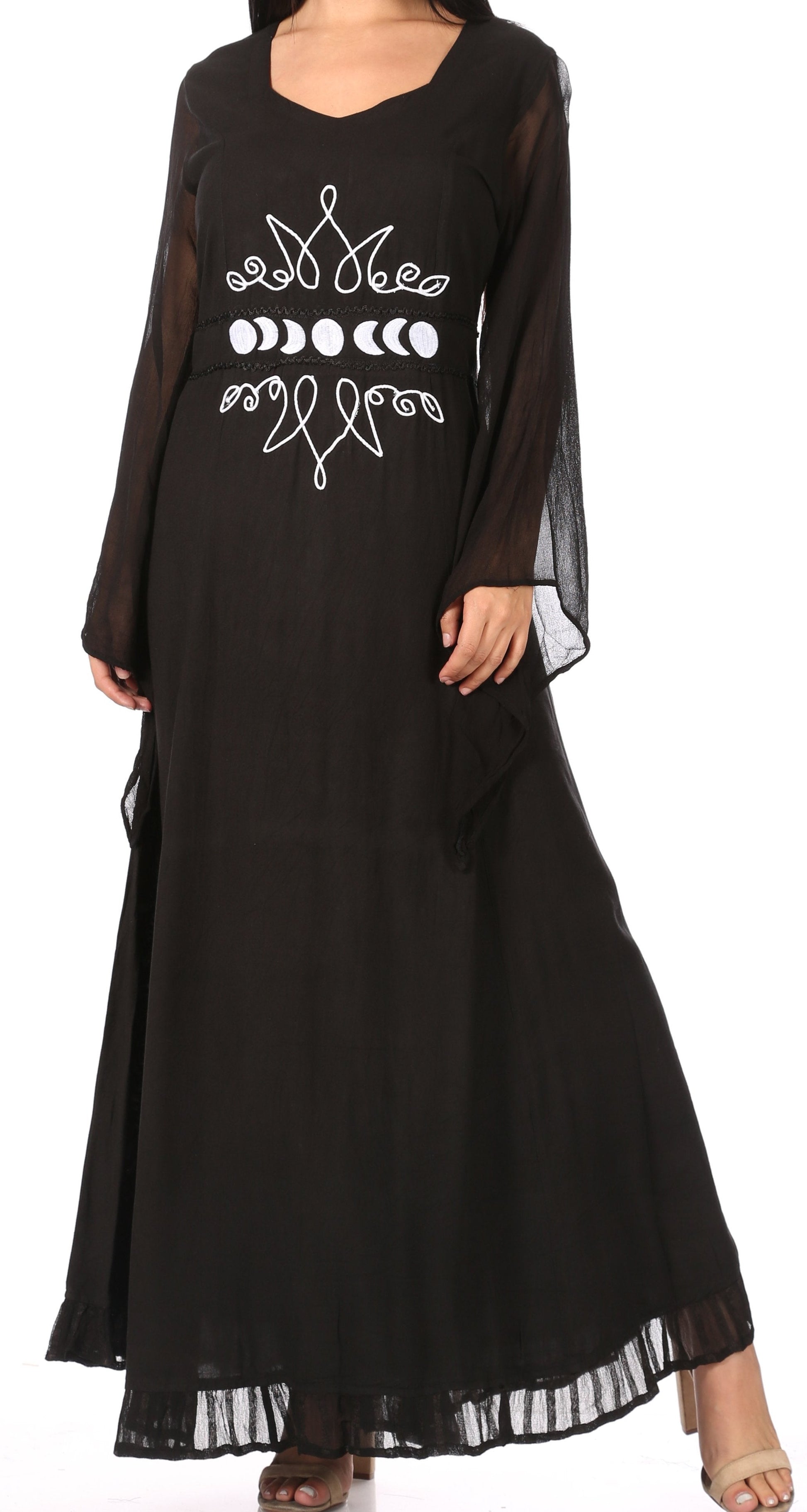 Sakkas Eve Women's Long Sleeve Casual Medieval Renaissance Celtic Maxi Dress Soft Small-Medium / Navy