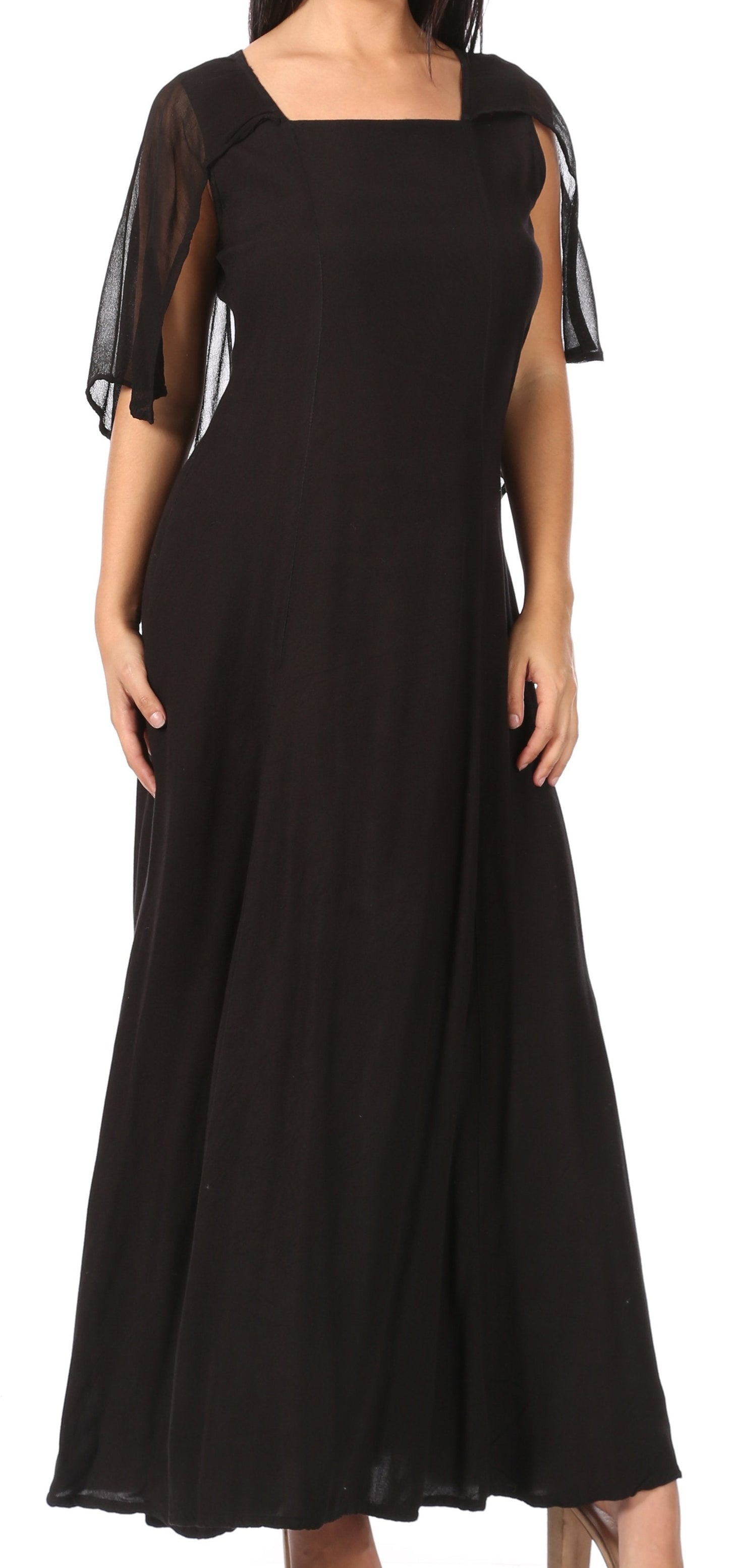 Sakkas Niam Women's Maxi Capelet Long Dress Celtic Medieval Renaissance Adjustable