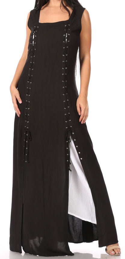 Sakkas Riva Women's Sleeveless Chemise + Over Dress Medieval Celtic Renaissance