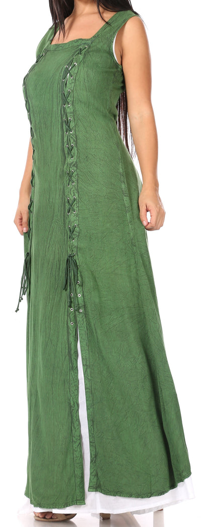 Sakkas Riva Women's Sleeveless Chemise + Over Dress Medieval Celtic Renaissance