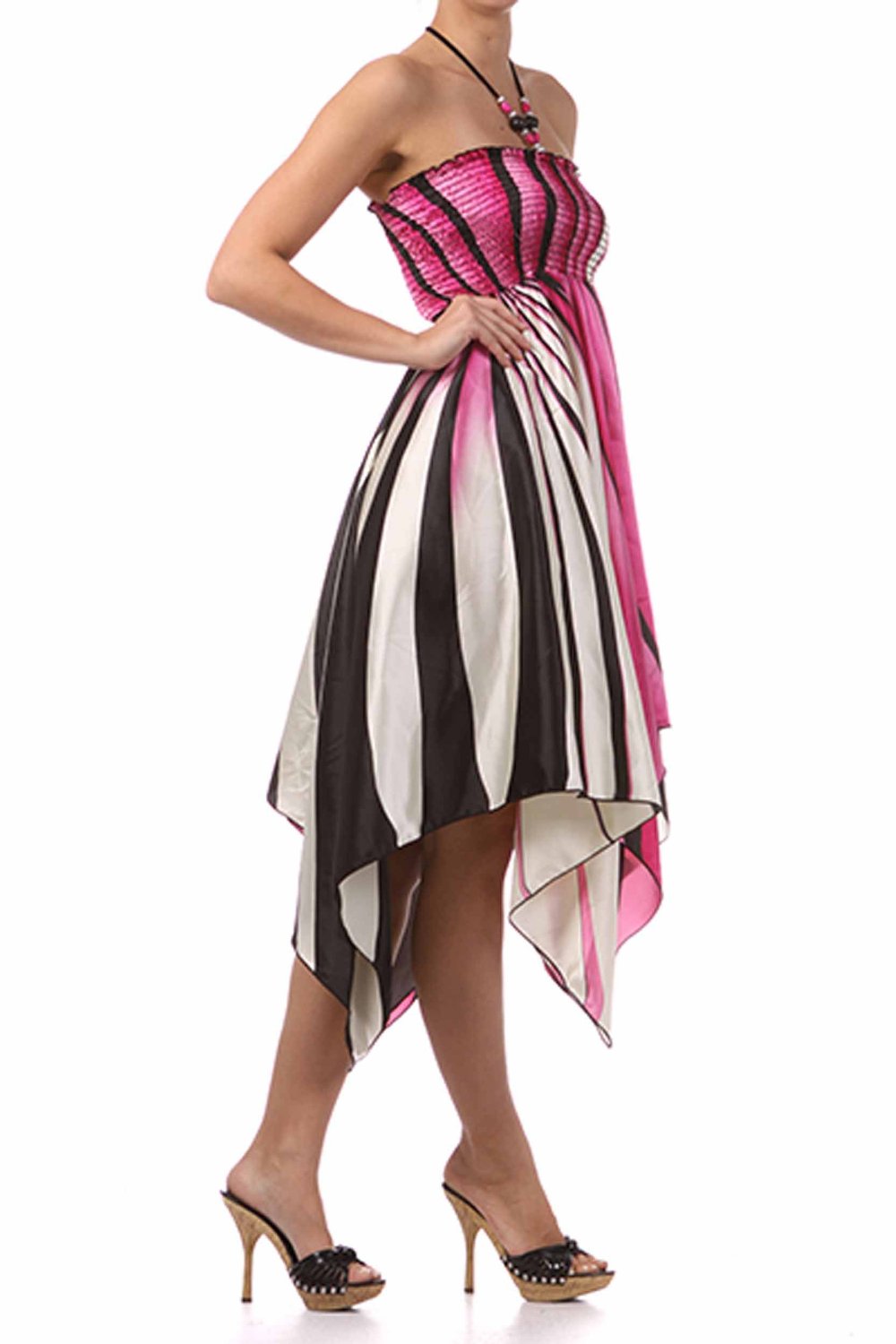 beaded handkerchief dress S.L. Fashions Ladies Beautiful Black Beaded Handkerchief Dress