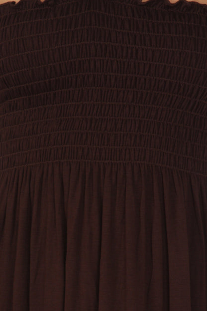 Sakkas Soft Jersey Feel Solid Color Smocked Bodice String Halter Long Dress