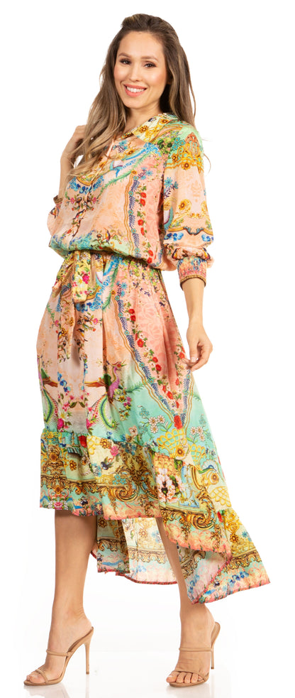 Sakkas Andreas Women's Maxi Dress with Ruffles and Buttons