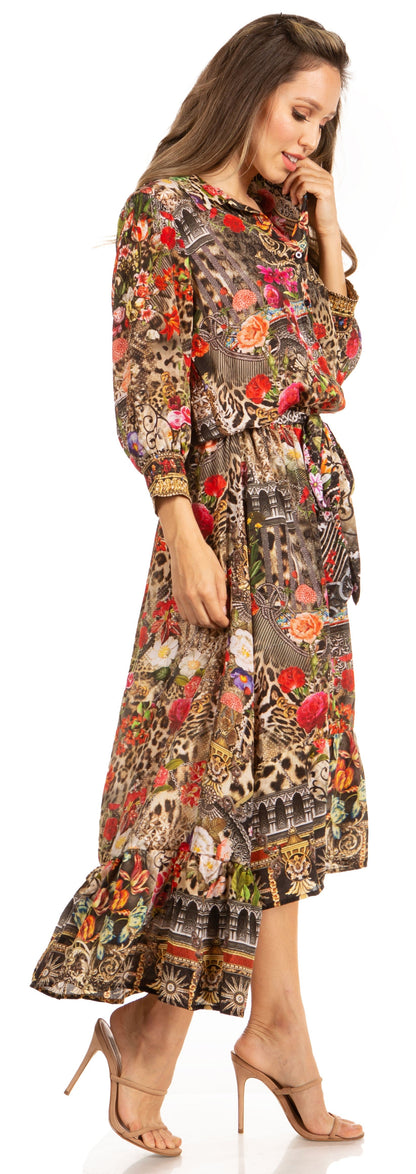 Sakkas Andreas Women's Maxi Dress with Ruffles and Buttons