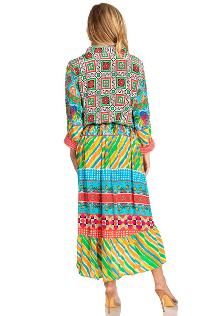 Sakkas Andreas Women's Maxi Dress with Ruffles and Buttons