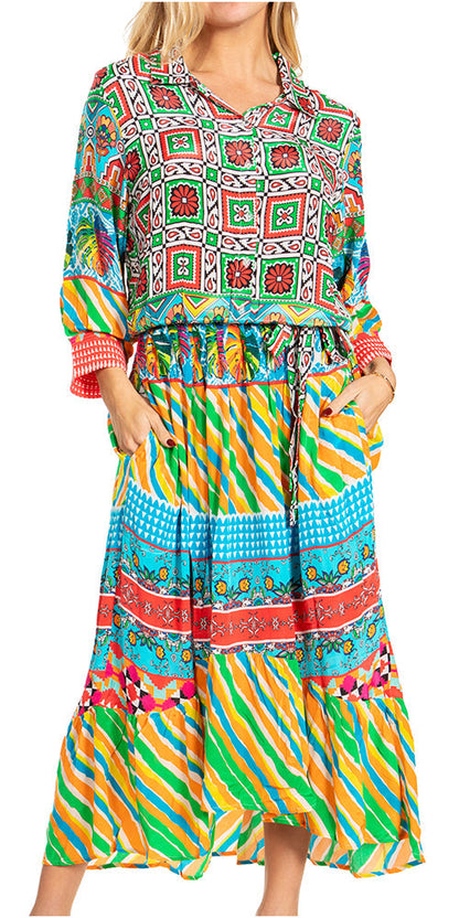 Sakkas Andreas Women's Maxi Dress with Ruffles and Buttons