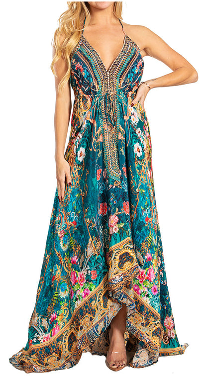 Sakkas Lizi 2025 Womens Maxi High-low Halter Handkerchief Long Dress Beach Party