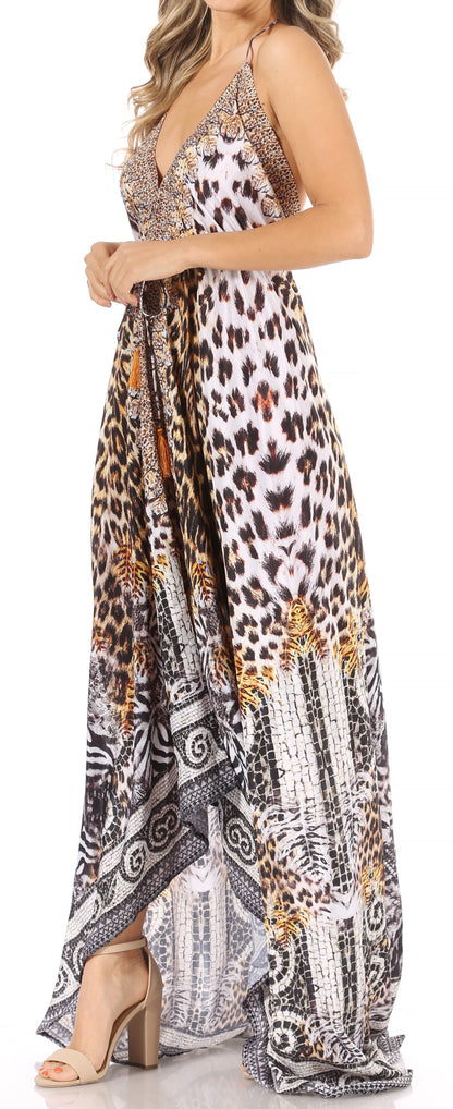 Sakkas Lizi Womens Maxi High-low Halter Handkerchief Long Dress Beach Party