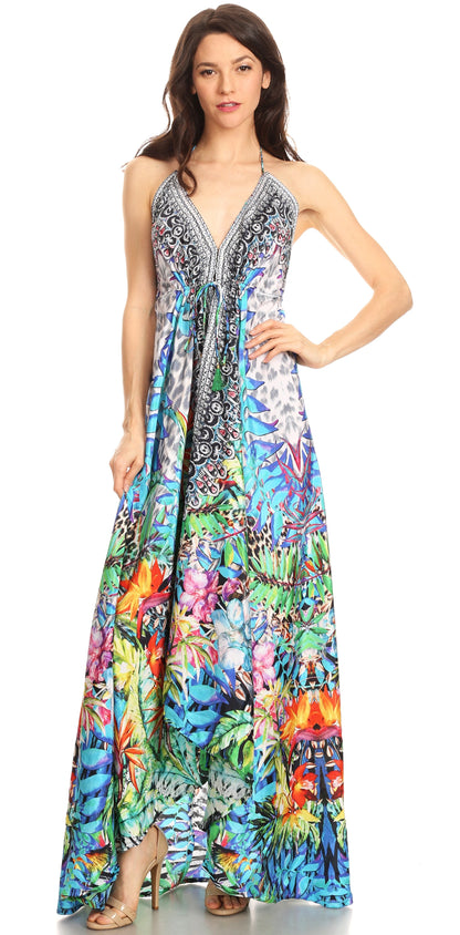 Sakkas Lizi Womens Maxi High-low Halter Handkerchief Long Dress Beach Party